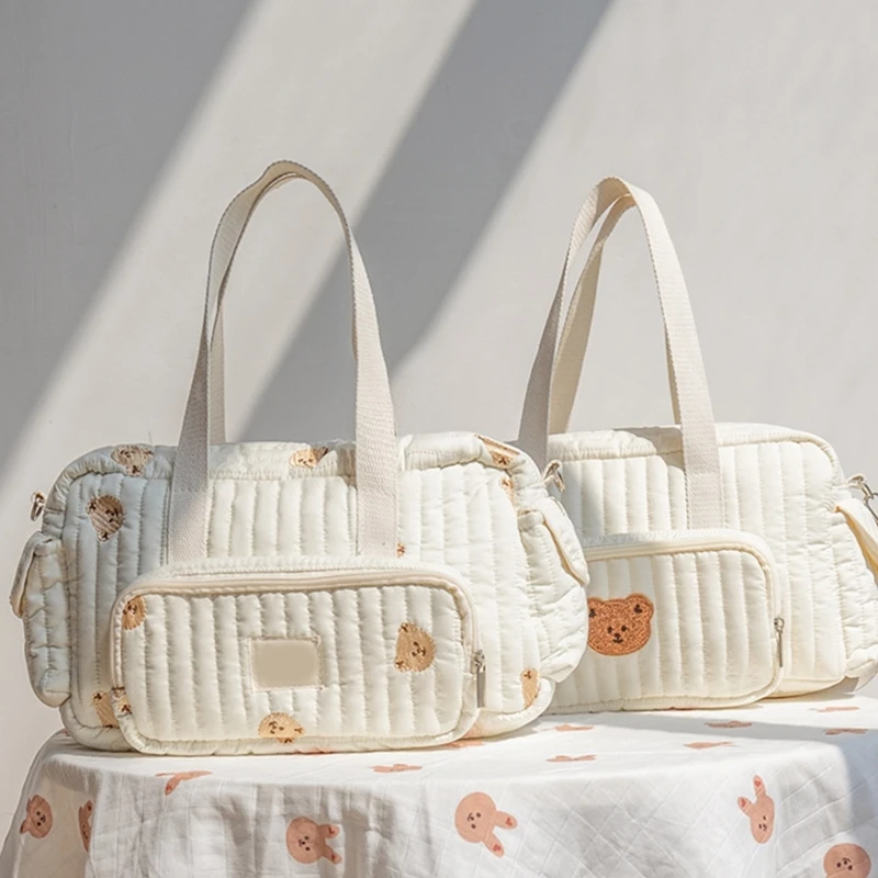 

Cartoon Embroidery Baby Diaper Storage Bag Case Large Capacity Organiser Portable Handbag with Shoulder Strap