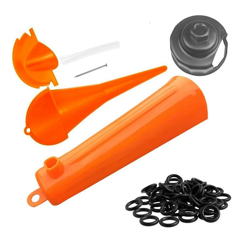 

Oil Change Kit For Tool, Oil Filter Wrench, Oil Funnels Set, Motorcycle Primary Case Oil Funnel, 50PCS O-Ring-A12K