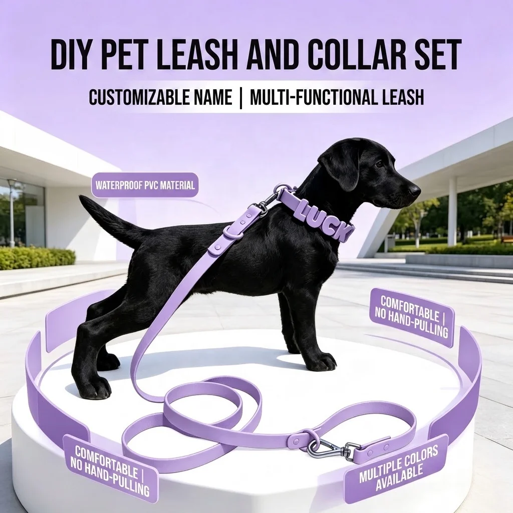 Eco-Friendly Safe Pvc Pet Silicone Collar Beaded Collar Cartoon-Style Fashion Cat Dog Collar With Letter Beads DIY Pet Name