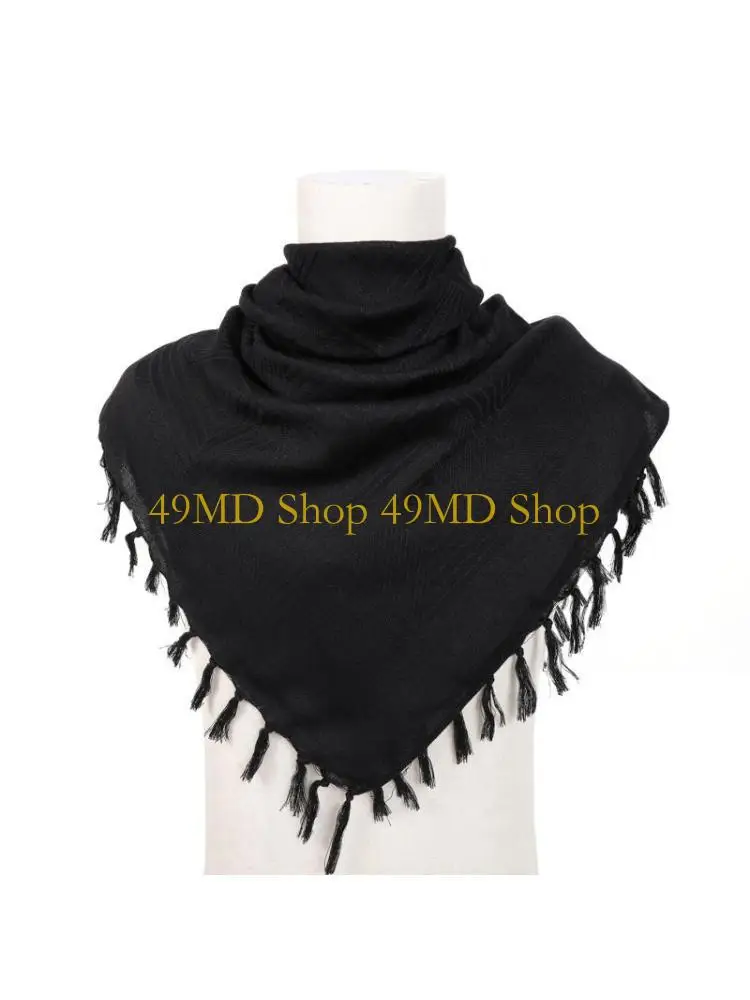 49MD Soldier Scarf Shemagh Desert Windproof Keffiyeh for Head Neck Scarf Windproof Arab Wrap with Tassel 43x43 Inche