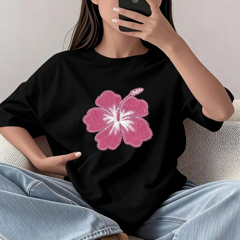 

Kids Girls Casual T-shirt Flowers Graphic Short Sleeve Mesh Tee Quick Dry Breathable Sportswear Daily Loose Tops Boys Streetwear