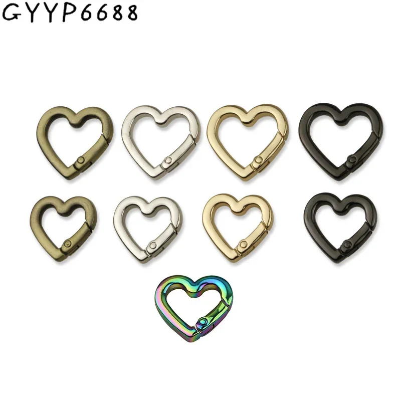 100-400PCS 15MM 19MM Heart Shape Metal Spring O Ring Buckles For Bags Handbag Belt Strap Dog Chain Connector Hooks Accessories