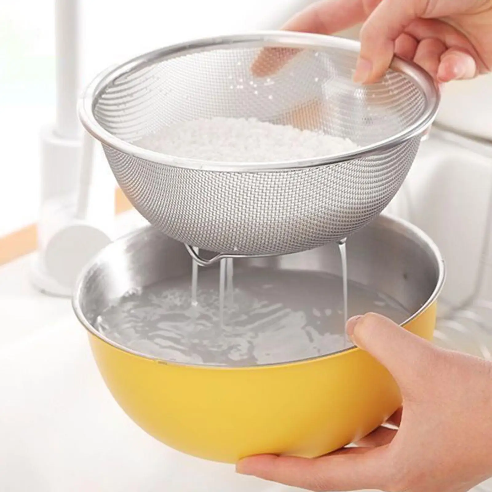 Mixing Bowl Stainless Steel Microporous Colander Large Pasta Spoon Strainer Set for Home Kitchen Fruit Vegetable Rice Draining