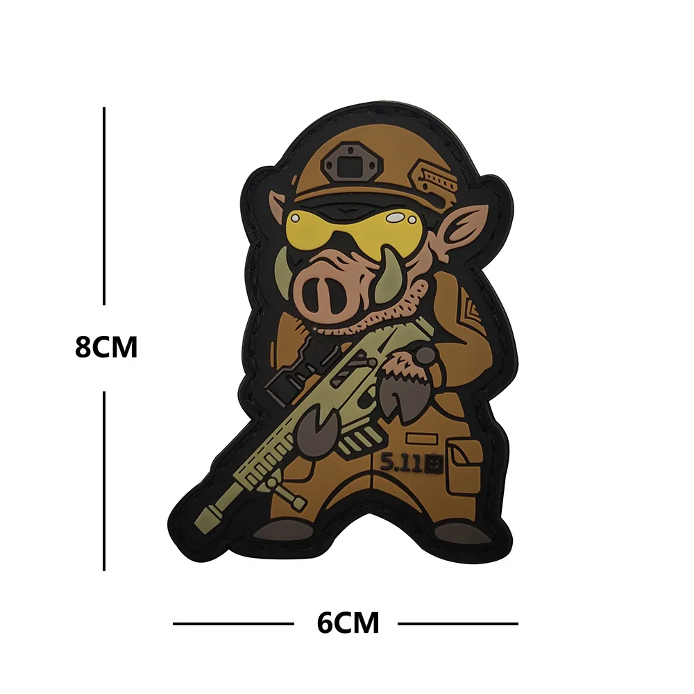 Tactical Military Patch Magic Tips Qi Badge Wholesale Skull Head Animal Rhinoceros Cat Wild Boar Tactical Arms Badge