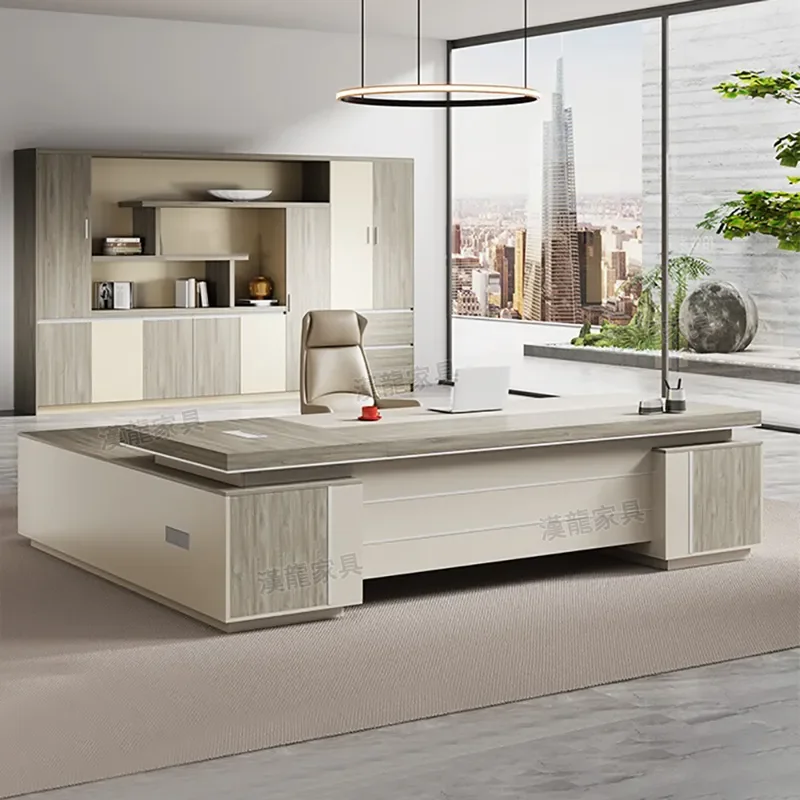 for Boss Desk Modern President Desk and Chair Combination Cabinet Large Class Desk Manager Supervisor Office Furniture Double