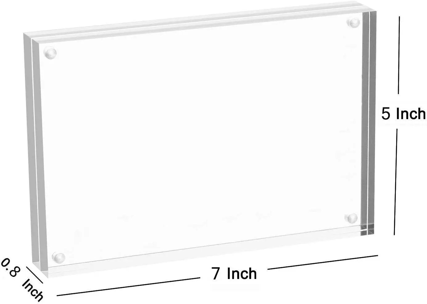 Meetu Acrylic Picture Frame 5x7,Clear Freestanding Double Sided 20mm Thickness Frameless Magnetic Photo Frames Desktop