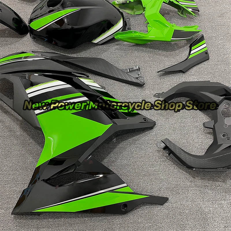 For Kawasaki Ninja 300 Bodywork Bright Green Black Stripe Print Cowling Fit Ninja300 Full Fairing Kit 2013 2014 2015 2016 2017