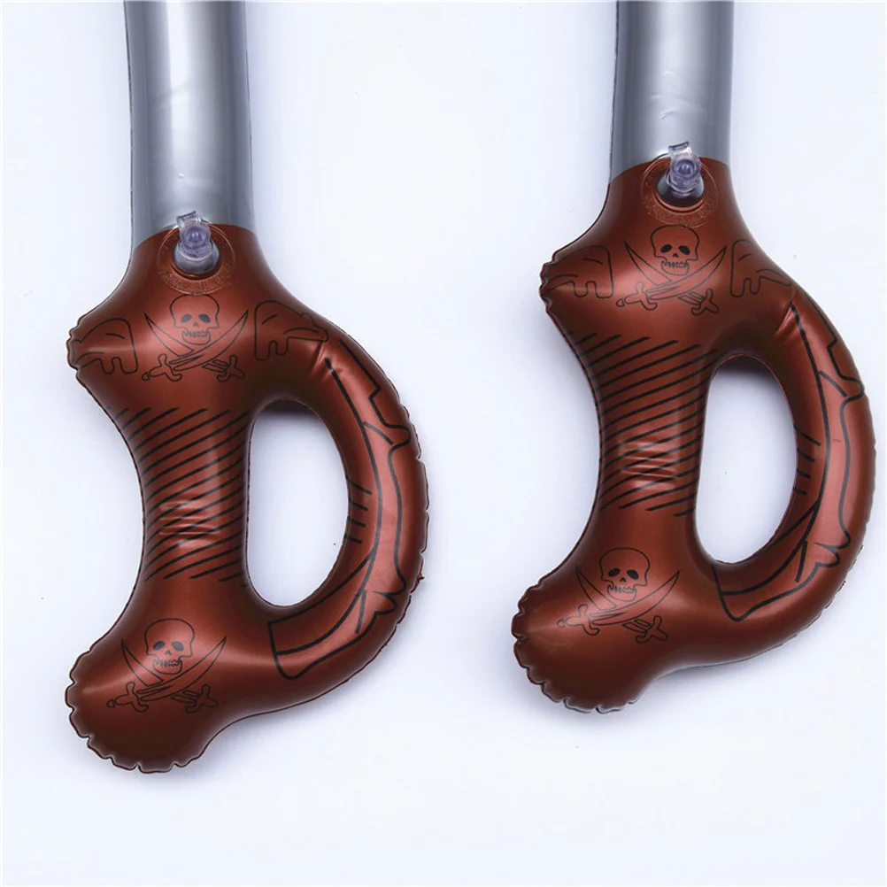 4pcs Inflatable Sword For Kids Pretend Play Halloween Party Decoration Props Brown Inflatable Black Handle Set
