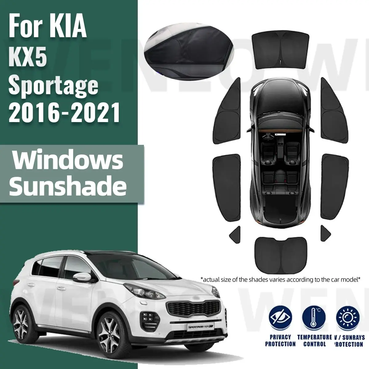 

For Kia KX5 Sportage QL 2016-2021 Full Cover Car Sunshade Shield Front Windshield Frame Curtain Rear Side Window Sun Shades