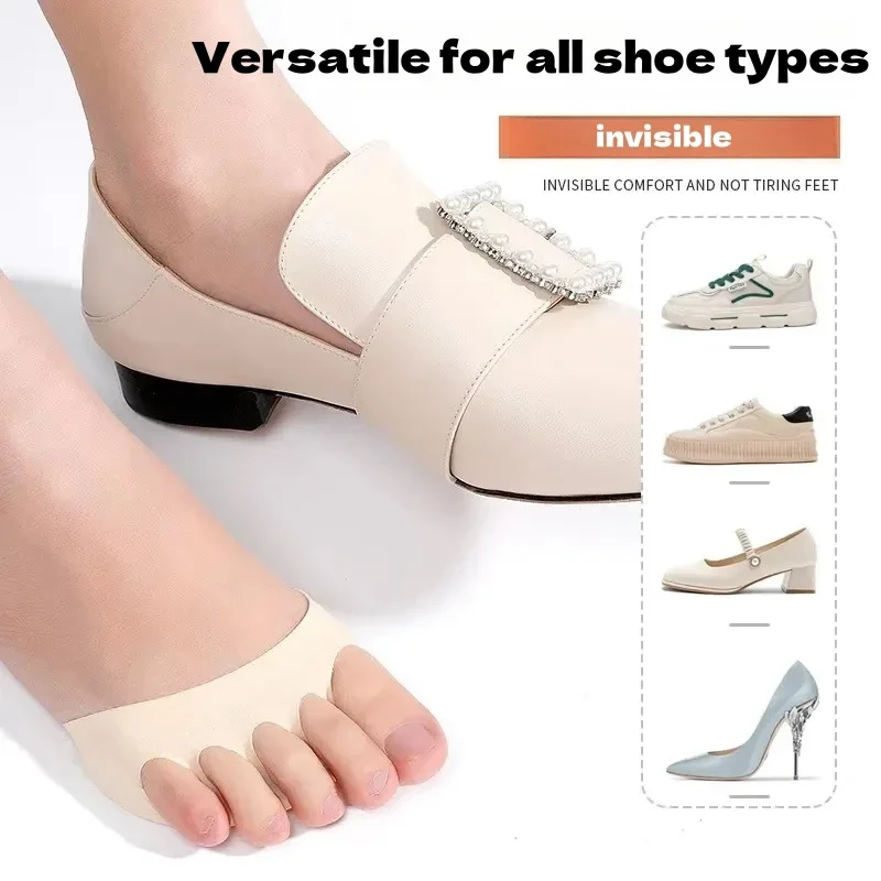 2/8개입 패브릭 앞발 패드 여성용 하이힐 삽입 메타타르살 풋 패드 통증 완화용 하프 인솔 여성용 발가락 양말