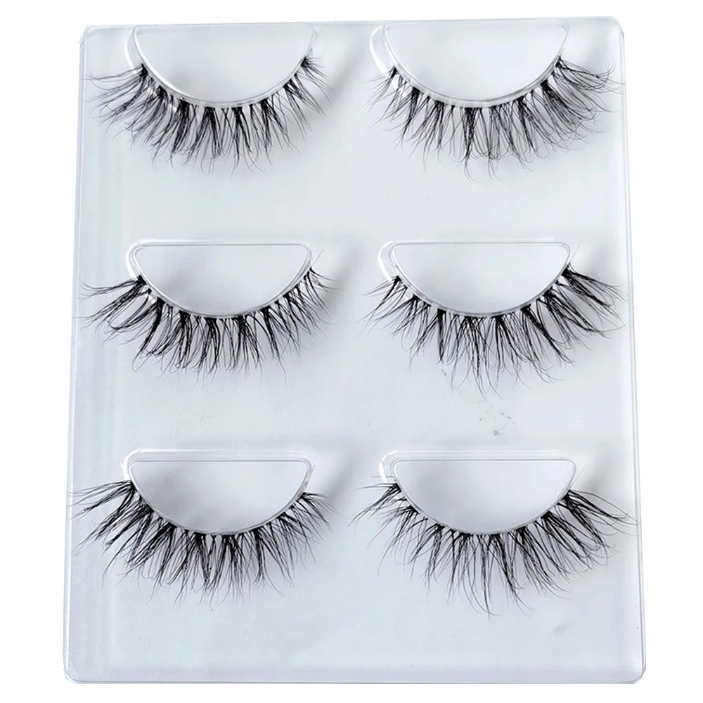 NEW 3pair Mink Eyelashes Clear Band Eye Lashes Crisscross Transparent Band False Eyelashes Handmade Dramatic Lashes Upper Lash