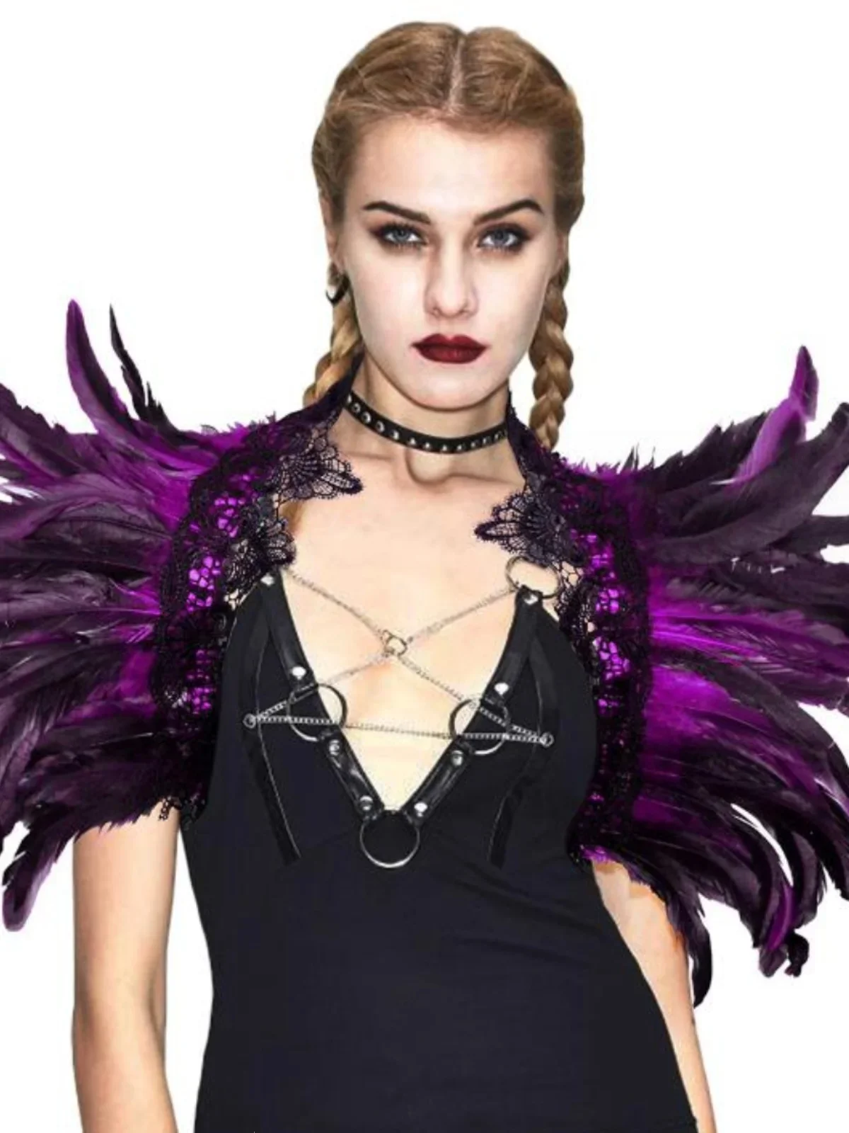 Gothic Lace Feather Shawl Halloween Cape Party Ball Cosplay Stage 1 Pack