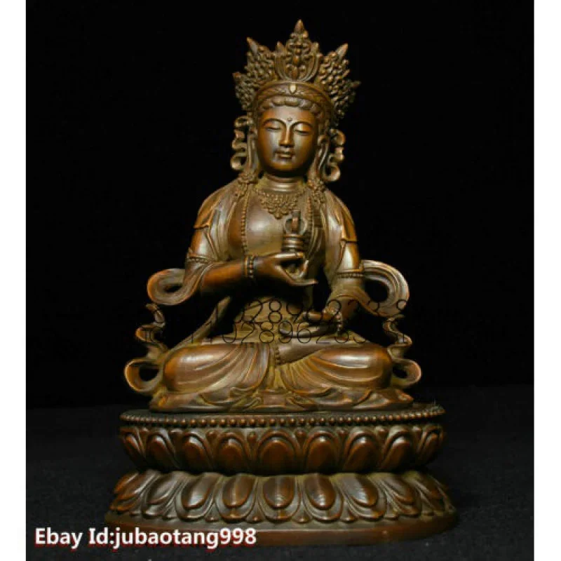 

7" Tibet Buddhism Boxwood wood Carved Vajrasattva Vajradhara Tara Buddha statue