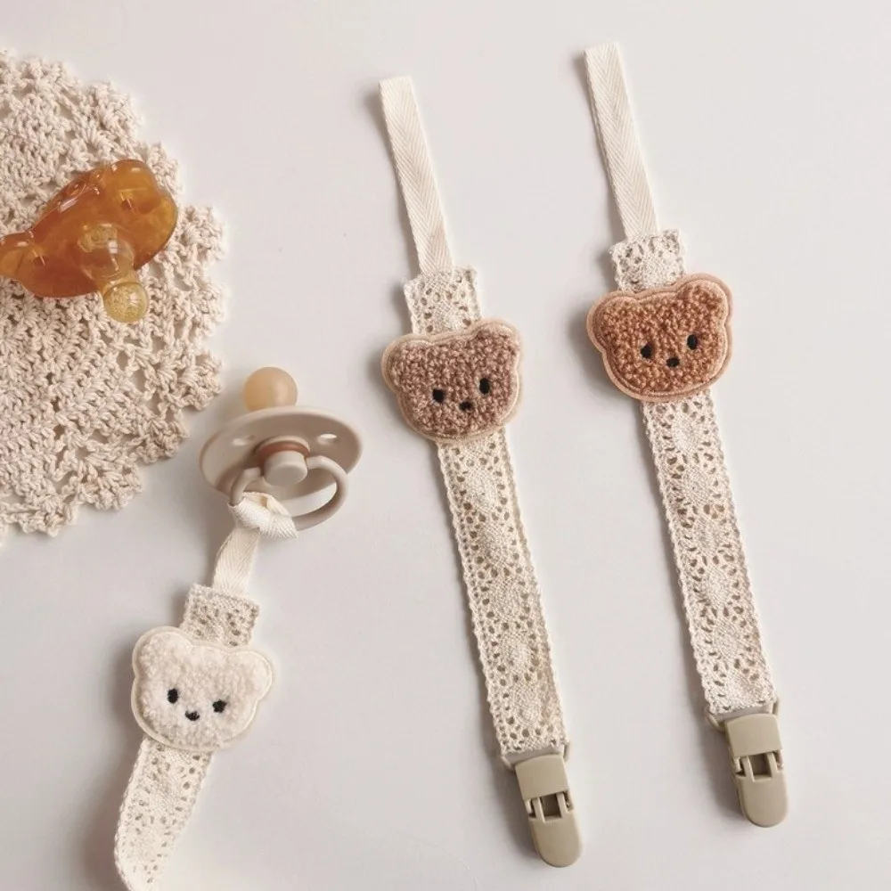 

Cartoon Cute Bear Pacifier Chain Hanging Portable Fabric Rope Dummy Nipple Clip Plastic Soother Accessory