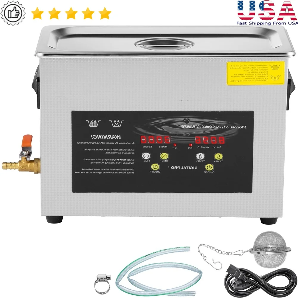 

6L Ultrasonic Cleaner 400W Heating Digital Professional Component Cleaner with LED Display Jewelry Lab Equipment Dental Tools