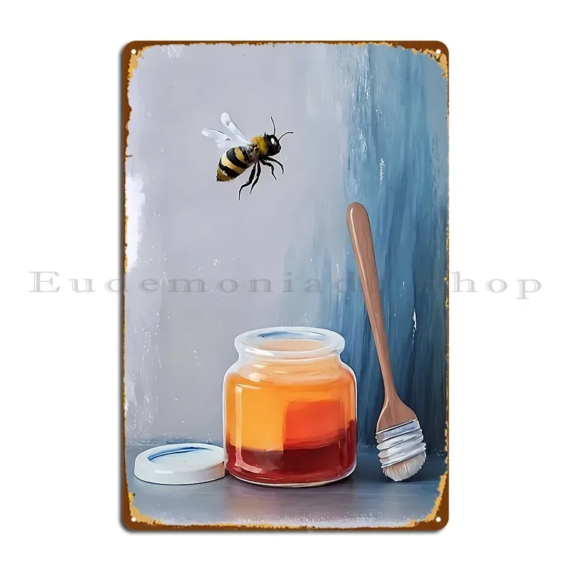Honey Bee Kitchen Decor Food Art Print Download Bee Metal Signs Customize Custom Wall Cave Bar Cinema Tin Sign Poster