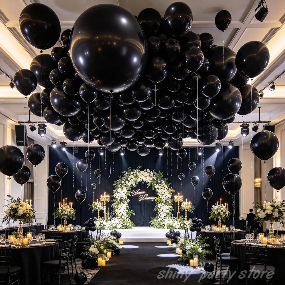 Ballons en latex noir brillant - Tinsel Garland Decoration avis et prix
