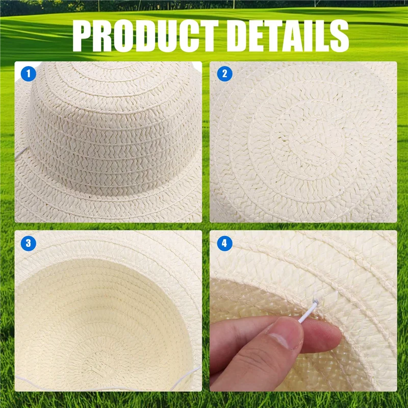 

【Clearance Sale】60 Pcs DIY Straw Hat Set Beach Summer Work Farmer Hats For Men Women Kids Cowboy Birthday Party Decoration
