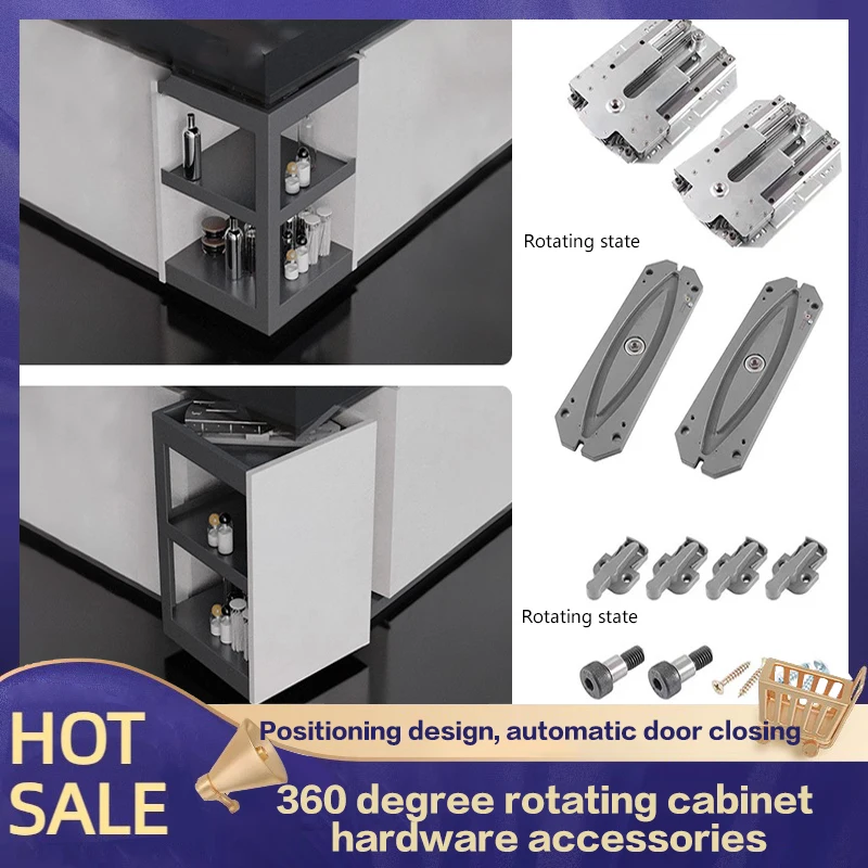 

360 Degree Swivel Corner Cabinet Connector Manual Movement Hardware For Wardrobe Bookcase Display Shelf Storage Unit