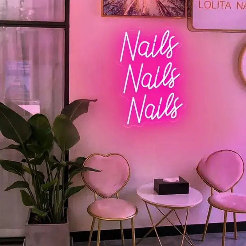 Nail Studio-Enseigne au néon extérieure et intérieure, éclairage professionnel, enseigne au néon LED, décor PRShop, acrylique, 24 heures, 12V