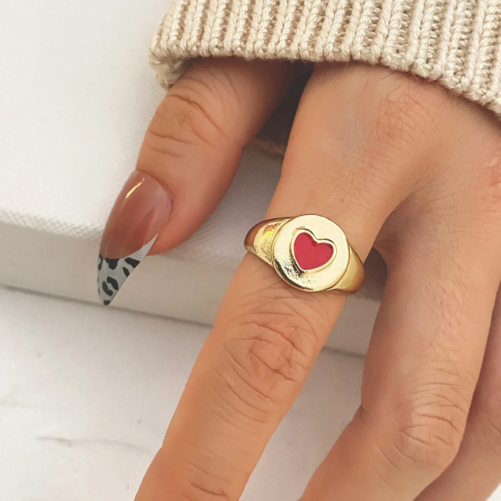IFME جديد 1 قطعة خاتم الحب الرجعية الموضة تصميم افتتاح شخصي متعدد الألوان القلب الموضة العصرية قطرة السبابة خواتم #3
