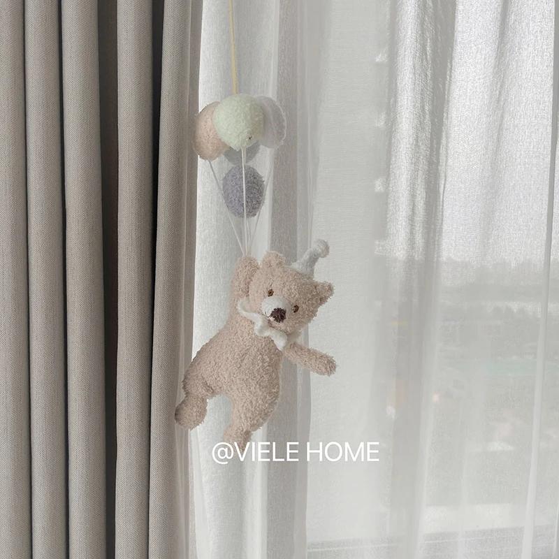 Sweet Balloon Bear Soft Stuffed Doll Clip Bed Hanging Plush Toy Appease Music Girl Boy Birthday Christmas Gift 1pc