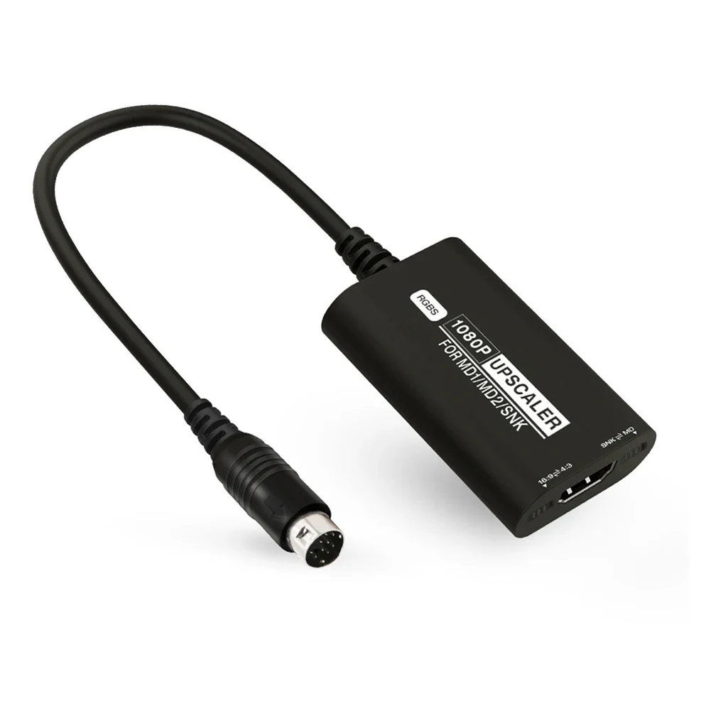محول فيديو لوحدة التحكم في الألعاب RGBS وحدة تحكم محول متوافقة مع HDMI مع ملحقات ألعاب تبديل نسبة الأظافر لـ SEGA MD1 MD2 SNK