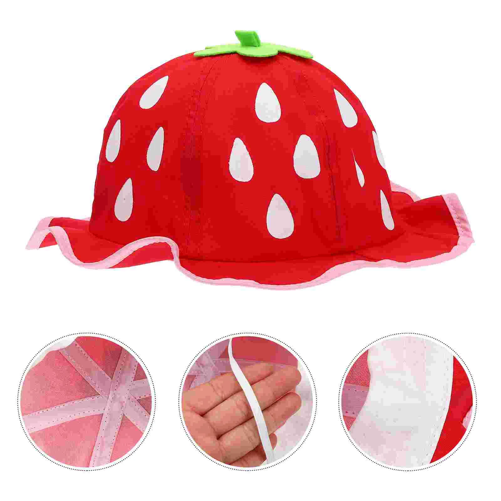 

Baby Bucket Hat Sun Protection Clothing Kids Strawberry Adjustable Strap Fisherman Hats Toddler Women Beach