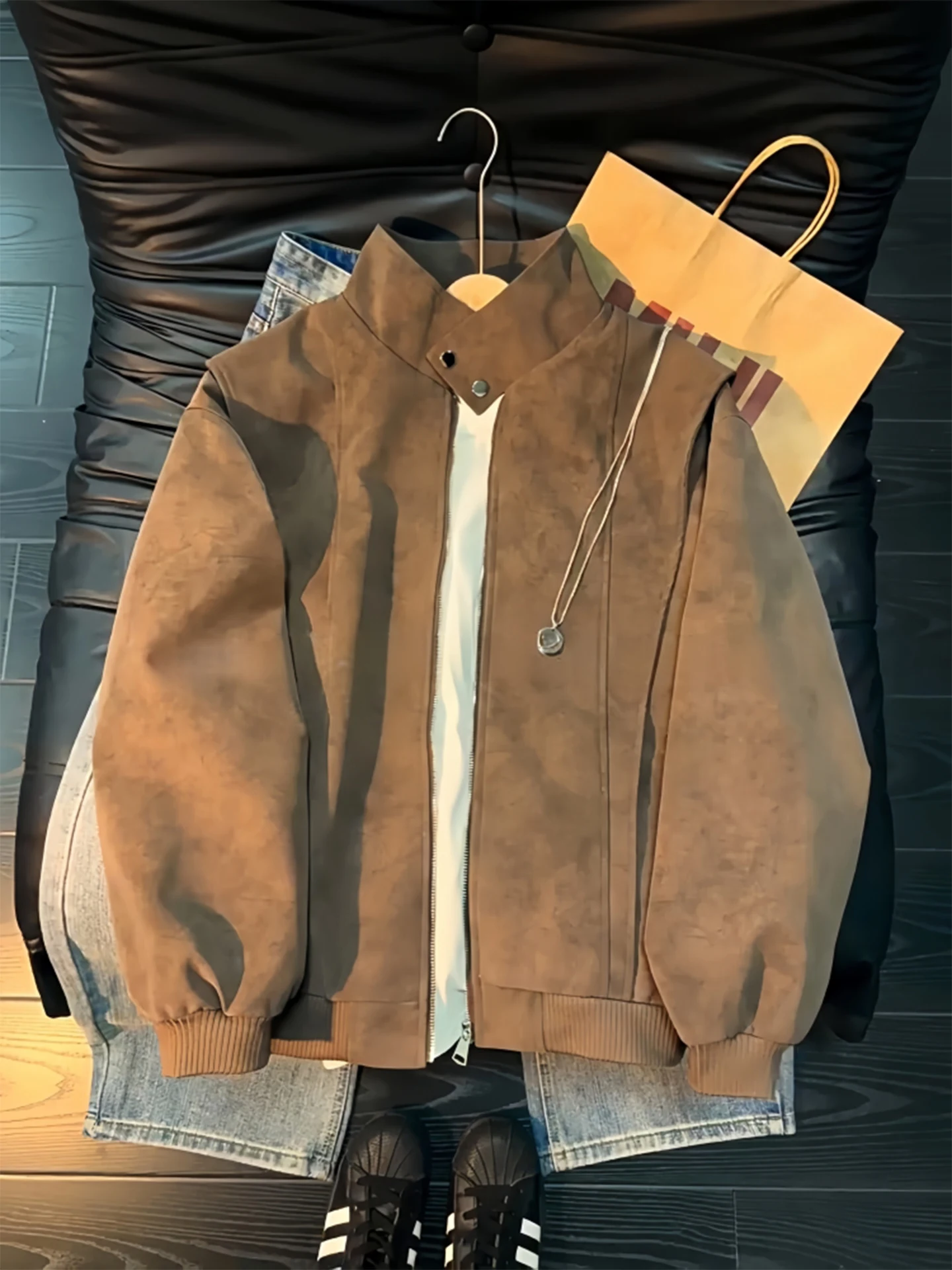 

Мужская кожаная куртка-бомбер Cleanfit Harrington из искусственной кожи, весенне-осенняя, в американском стиле, для мотоциклистов