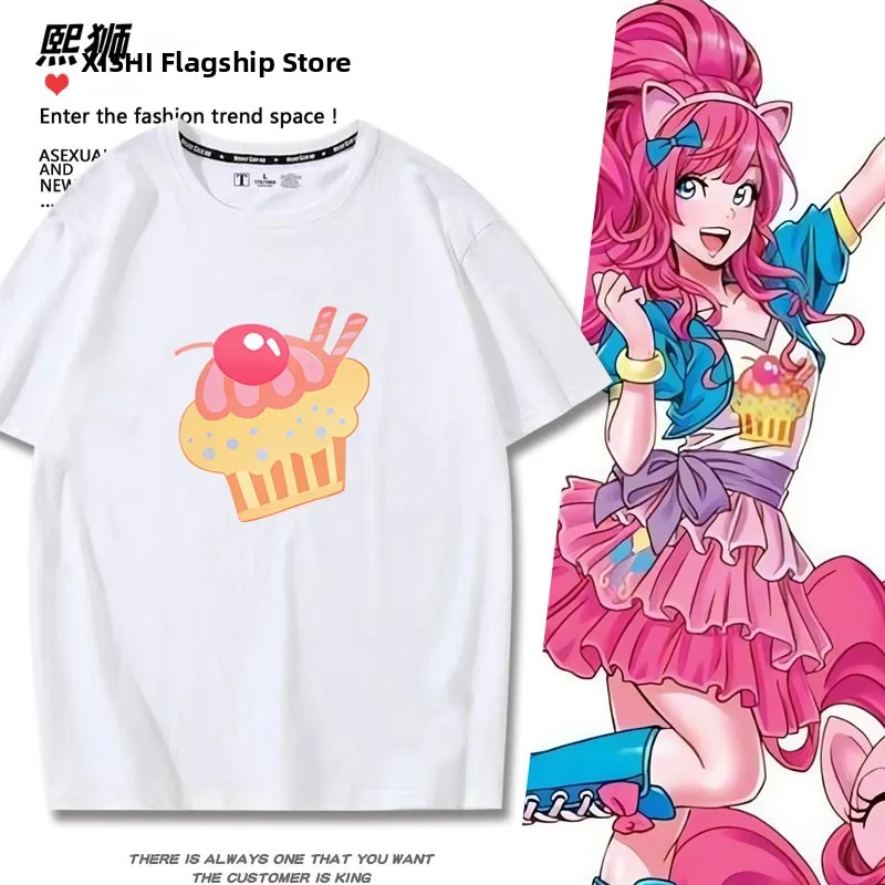 

Футболка для косплея с изображением пони, мужская одежда, дышащая хлопковая футболка с круглым вырезом, повседневный летний топ