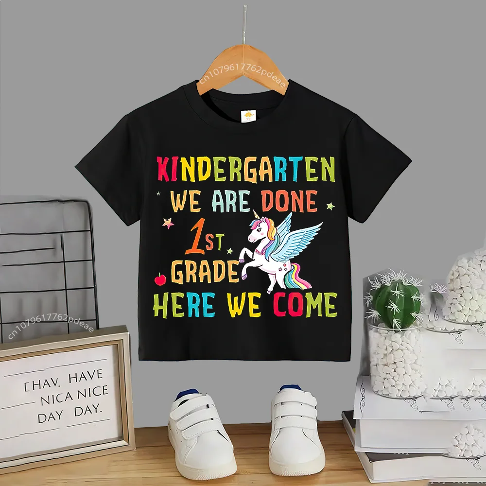 Kids Summer Pony Creative Printed Cotton T-shirt Baby Girl Cotton T-shirt Boys Girls Casual Short sleeve top Cotton T-shirt top