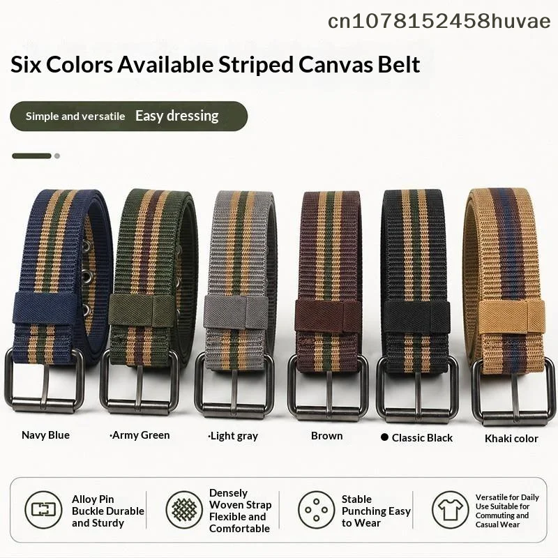 {MAX-66} New Men Extended Needle Buckle Canvas Waistband For Middle Young Outdoor Woven Casual Belt