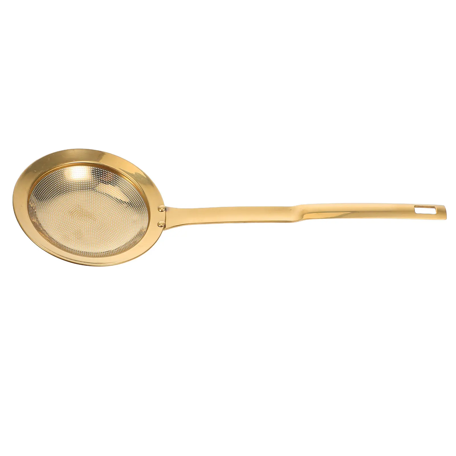 Stainless Steel Oil Separating Spoon Gold Finish Fine Mesh Skimmer Strainer for Deep Frying Soup Broth Hot Pot Cooking Straining