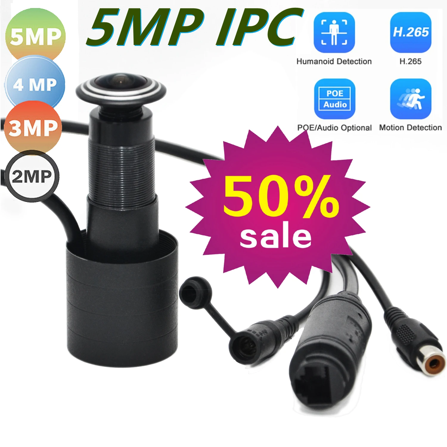 5MP wizjer kamera POE IP Mini wizjer wykrywający ruch wideo-oko widz interkom bezprzewodowy bezpieczeństwo w domu kamery monitorującej drzwi
