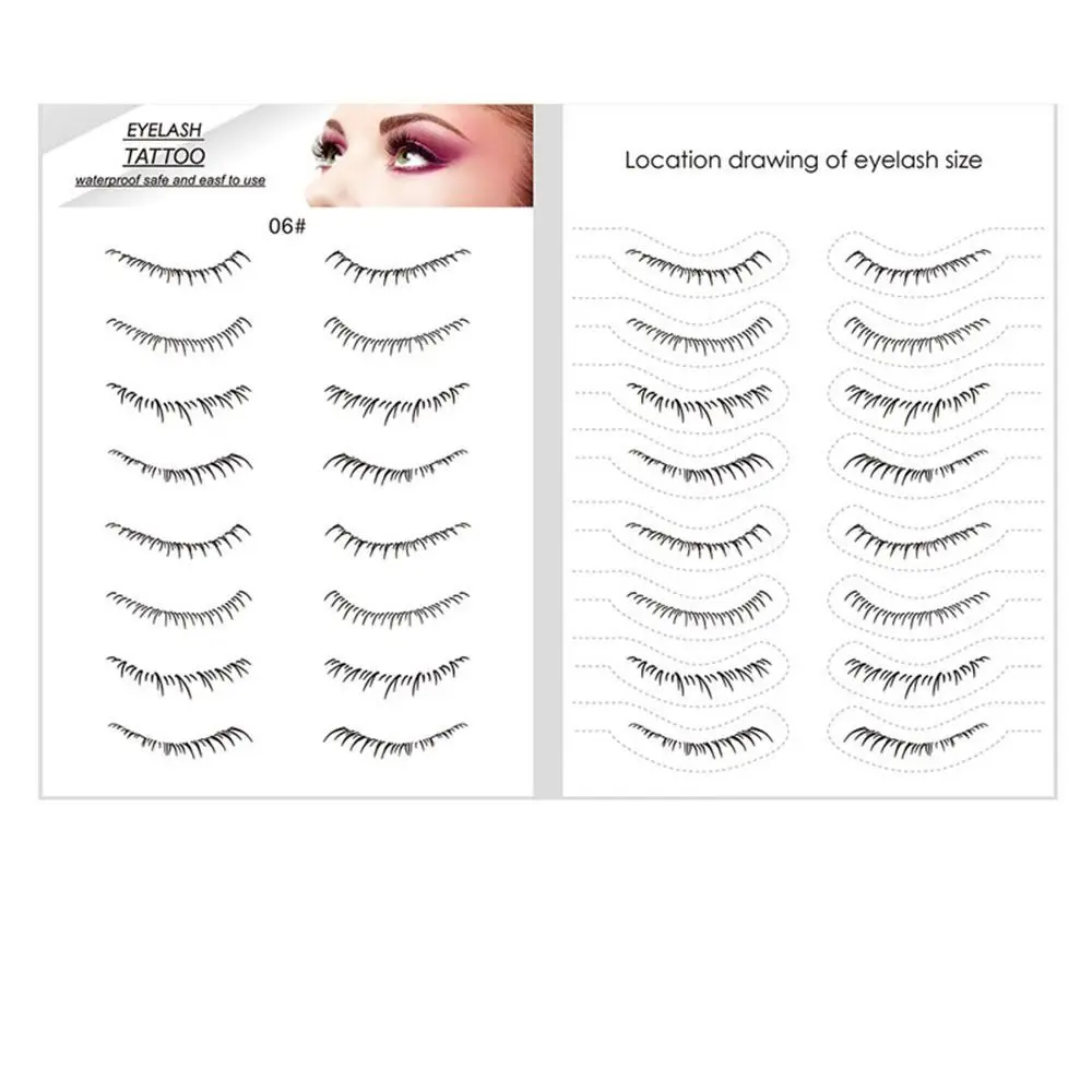 Professional Natural Lower Eyelash Tattoo Sweatproof 8 Pairs Tattoo Stickers Temporary Waterproof Eye Makeup Stickers Women