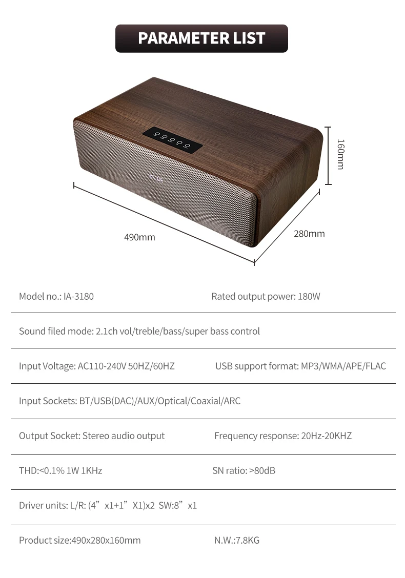 

HIFI Active 2.1-Channel USB Wireless Woofer Sound Car Speaker For Home Theatre Outdoor Computer & Stage