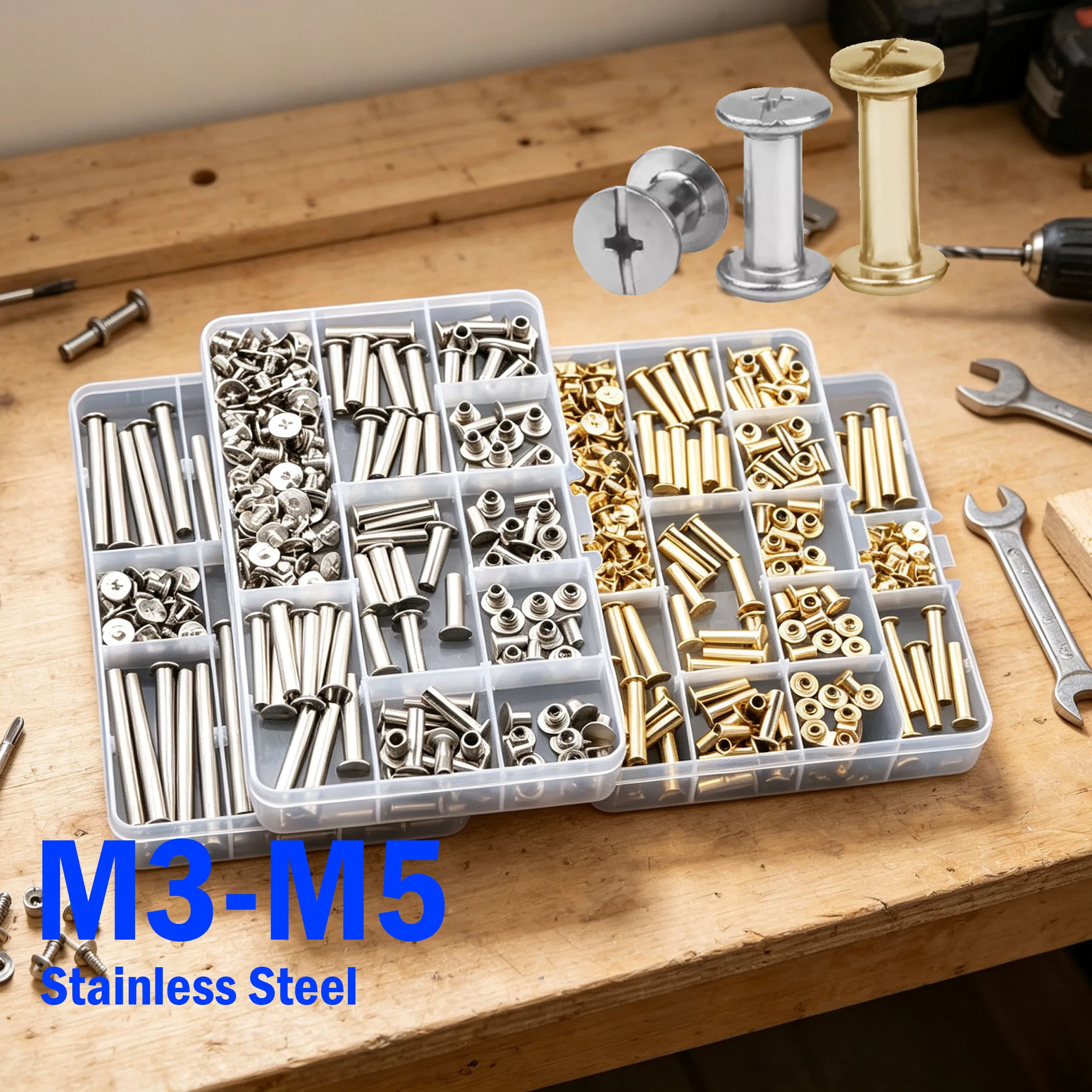 M3-M5 Stainless Steel Carbon Steel Leather Bag Belt Photo Scrapbook Album Book Post Binding Screw Chicago Screw Nail Rivet Bolt