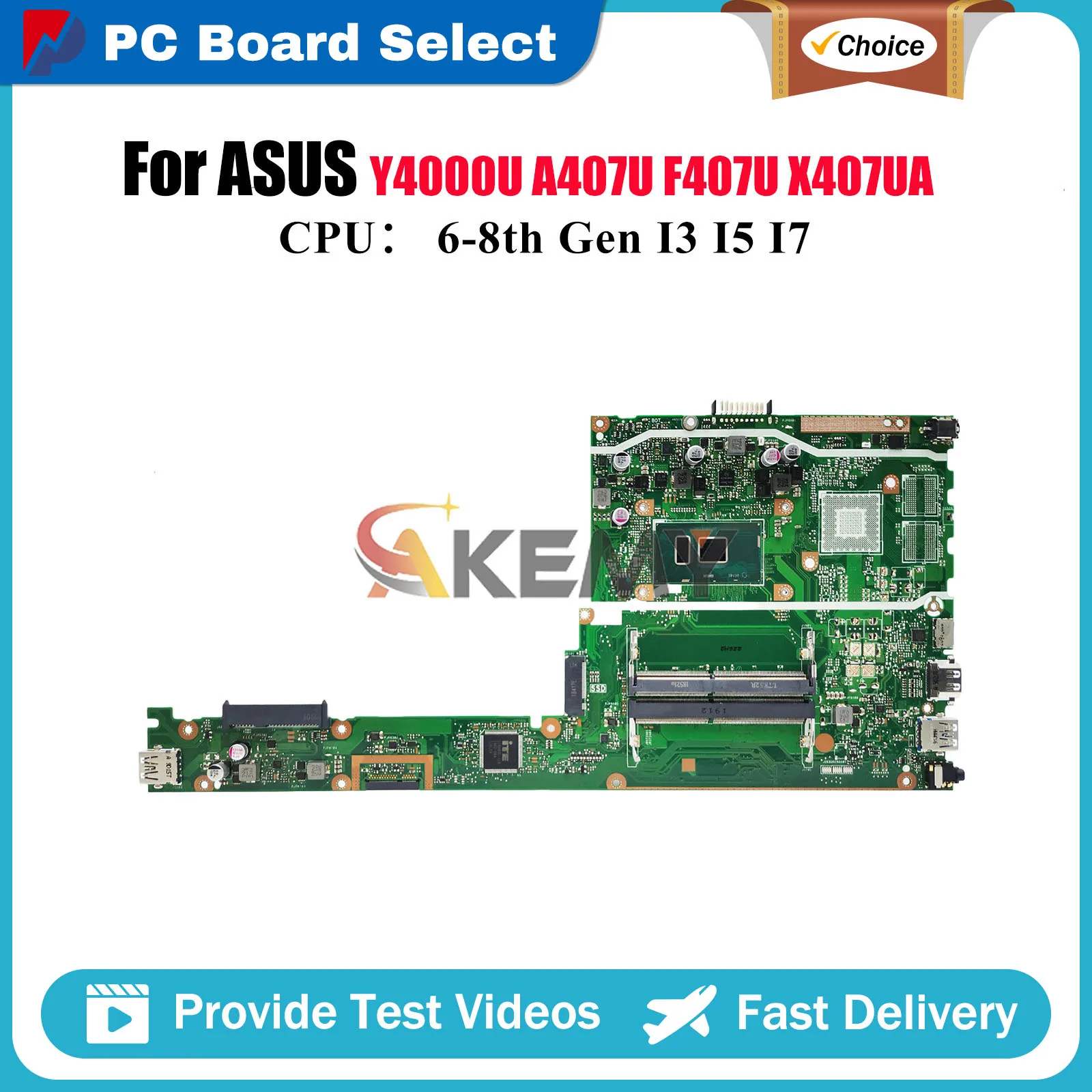 

X407UA Laptop Motherboard For ASUS X407UA X407UB X407UV Y4000U X407U X407UBR A407U X407UF X407UAR F407U Mainboard I3 I5 I7 CPU