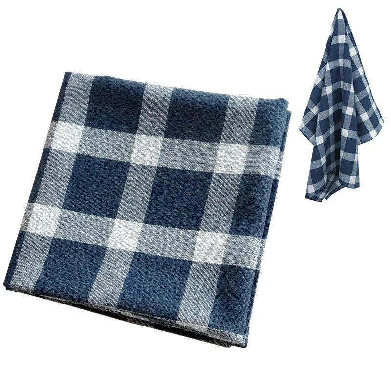 1Pc 46x70cm Geometric Cotton Blue Tea Towel Plaid Striped Kitchen Table Dinner Cloth Napkin Placemat