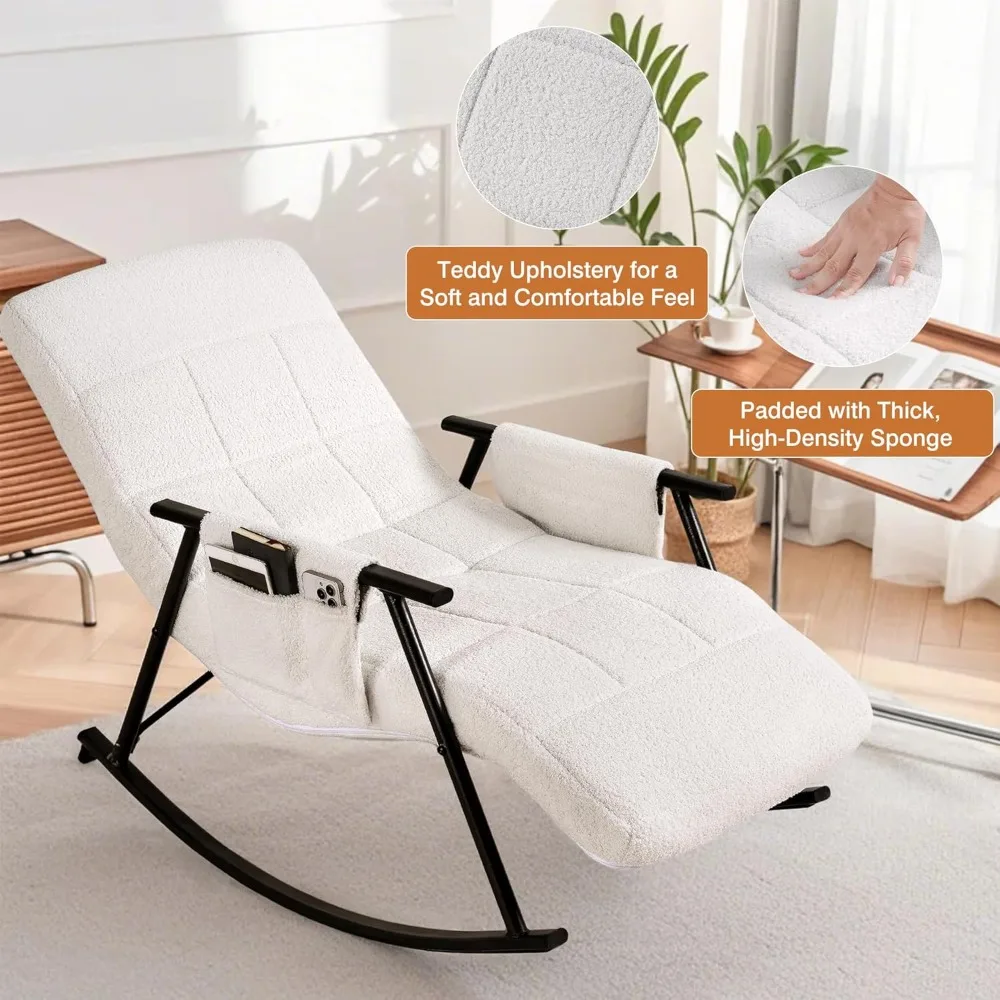 High backrest rocking chair with footrest cushion lounge chair, comfortable armchair cushion seat, suitable for living room