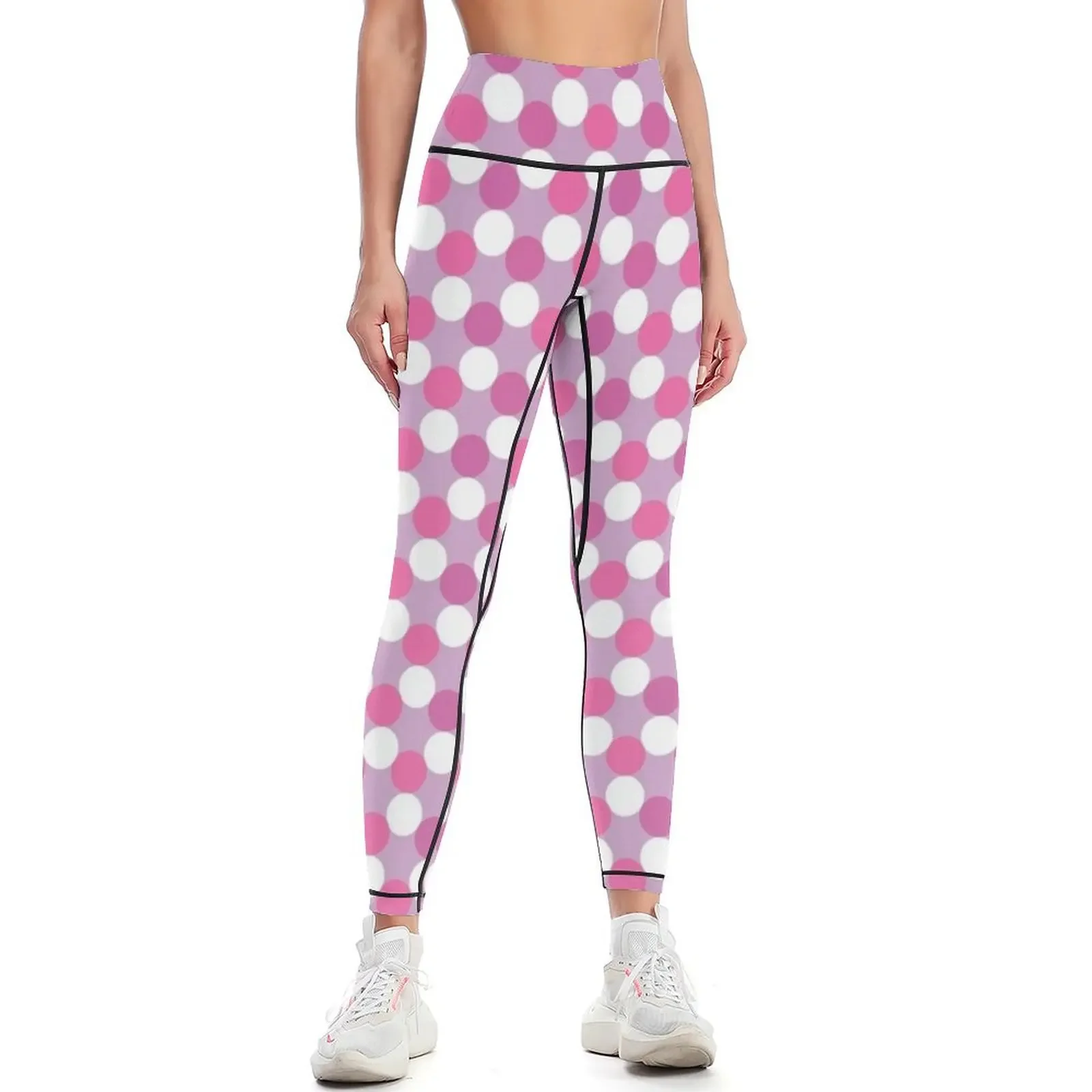 

PInk polka dot pattern Leggings high waist legging pants raises butt Sportswear woman gym harem pants Womens Leggings