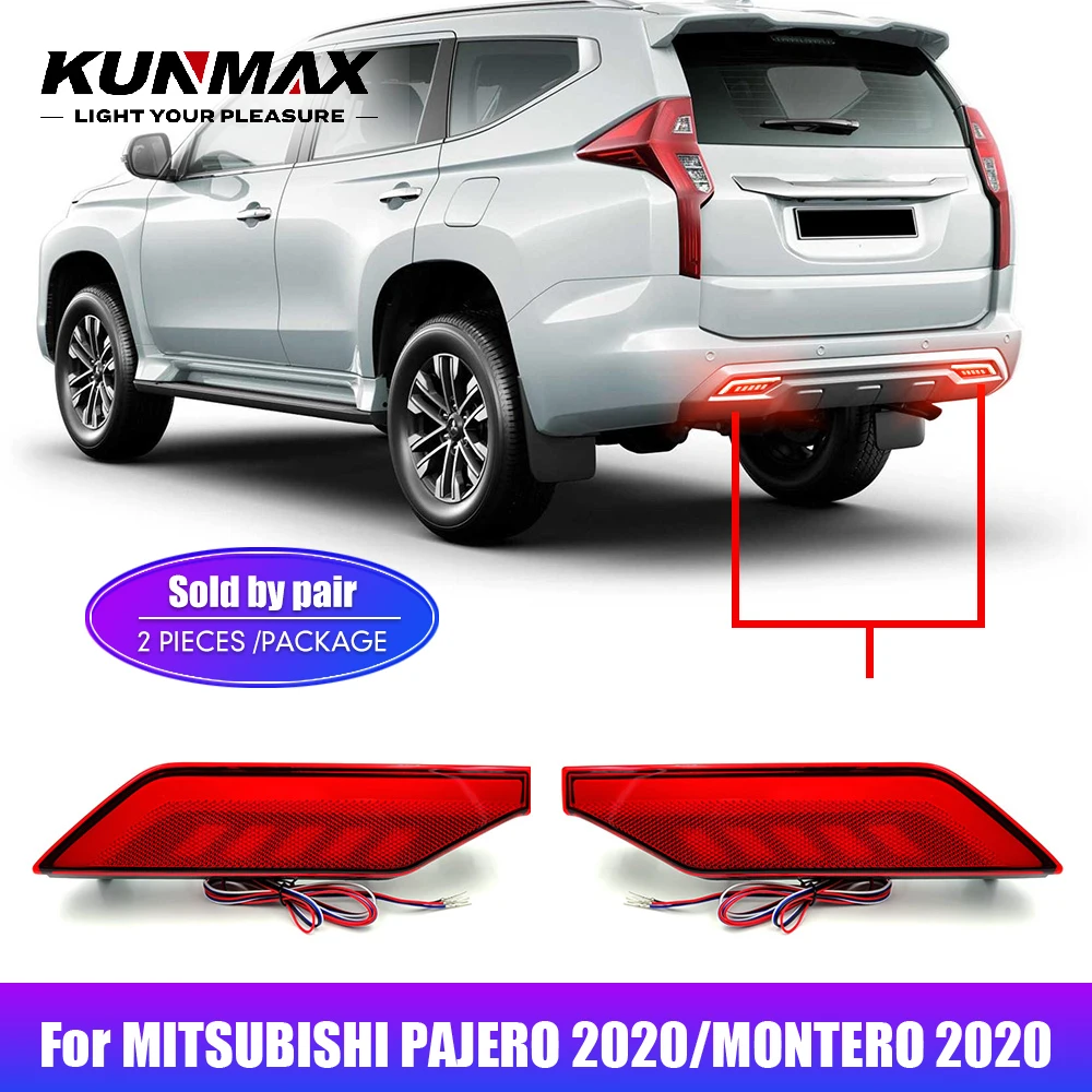 

2pcs Led Car Rear Bumper Reflector Light for Mitsubishi Pajero Montero 2020 Rear DRL Lights Stop Brake Lamp Accessories Red Lens