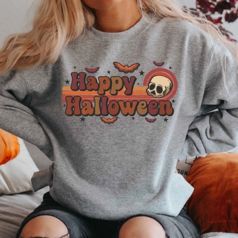 Happy Halloween Sweatshirt Happy Halloween T-Shirt Funny Women Halloween Shirt Unisex Tops Customized Many Colors Pullover tops