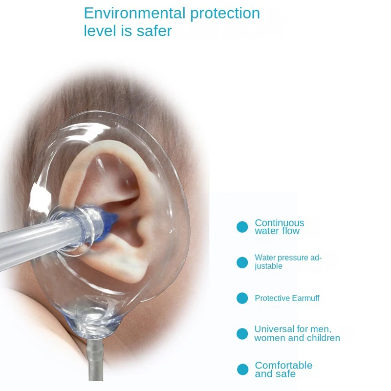 Kit per la pulizia delle orecchie da 500 ml per adulti Bambini Dispositivo per la rimozione del cerume a spirale Bottiglia di plastica per l'irrigazione dell'acqua Cura dell'orecchio Lavaggio Sicurezza Spremere