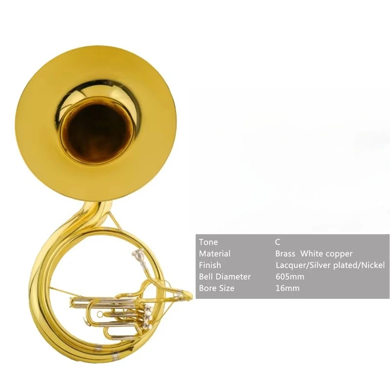 

Factory Customization Heavy Bass Tuba Horn Instrument C Tone Brass Sousaphone