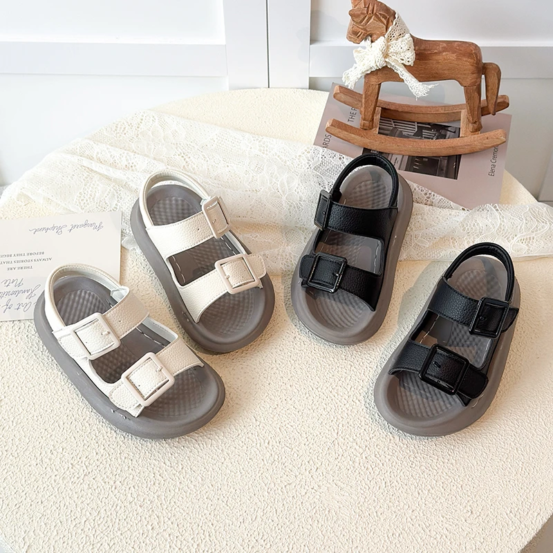 

2026 Children Casual Beach Shoes for Girls Boys Summer New Fashion Korean Style Soft Sole Anti-slippery Versatile Roman Sandals