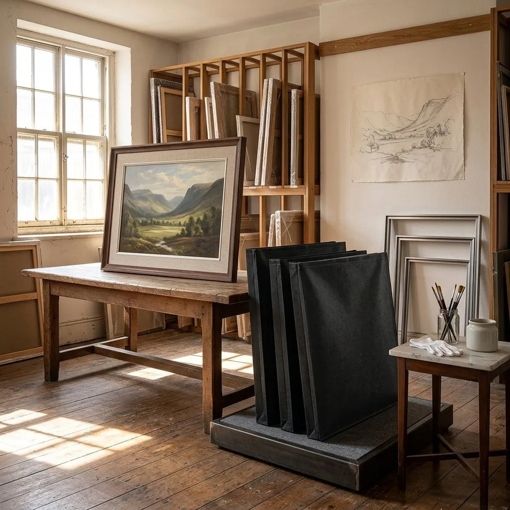 Reusable Felt Bag for Artwork Moving and Storage Black Protective Pouch for Framed Paintings Mirrors 75x100cm 30x40inch