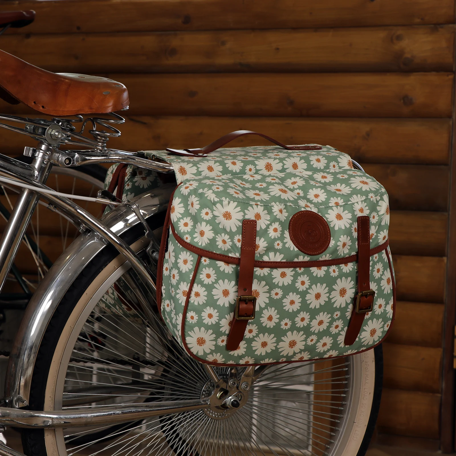 Tourbon Cycling Accessories Vintage Bicycle Rear Rack Panniers Trunk Backseat Bags Bike Double Luggage Bags  Waxed Canvas