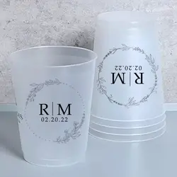 Customized Frosted Shatterproof Flex Cups, Personalized Wedding Favor Cups, Wedding Favors, Minimalistic Wedding, Modern Wedding