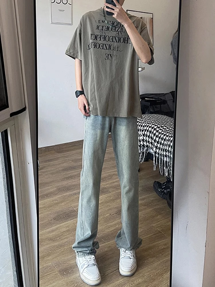 

High Waist American Sle Men's Jeans Long Pants Slimming Effect CleanFit Durable Wear Resistant Straight Leg Trousers